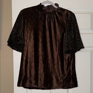 Chic Brown Velvet Women's Blouse